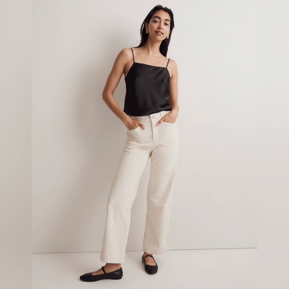NWT Madewell Emmett 2.0 Cream Wide Leg Corduroy Size 32